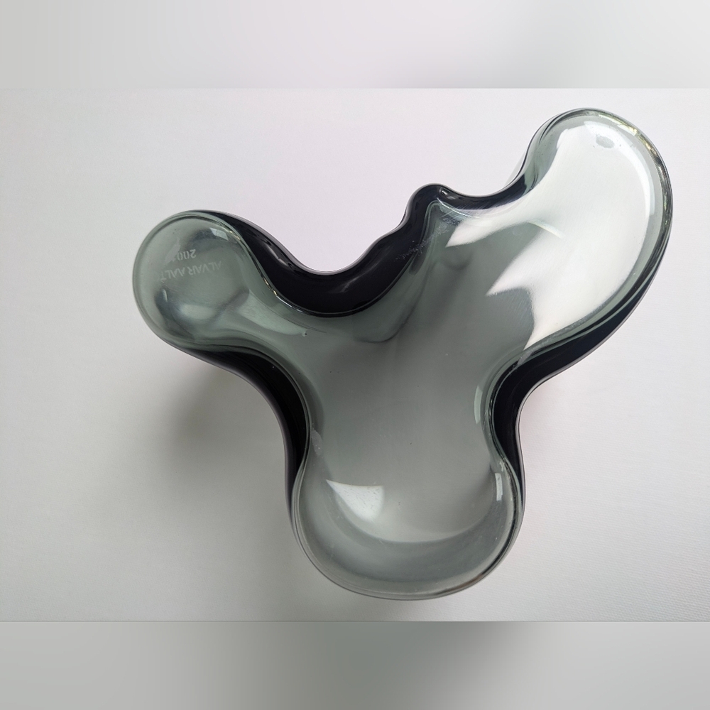 Vintage 2001 Savoy Vase Alvar Aalto 4.75"*6 120 mm Iittala, Finland, Smoke Gray - Picture 4 of 13